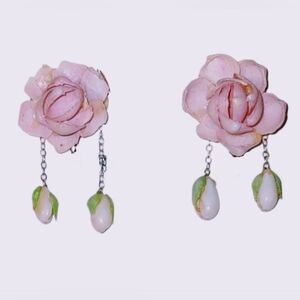 Vintage Pink Flowers Screwback Earrings